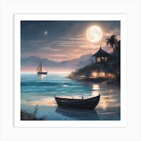 Night By The Sea Art Print