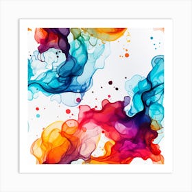 Colorful Ink In Water Art Print