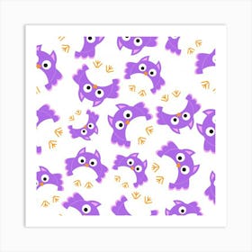 Purple Owl Pattern Background Art Print