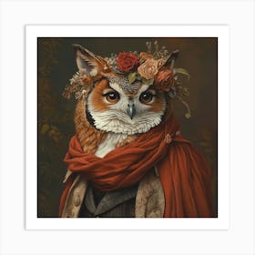 Owl In A Crown Art Art Print