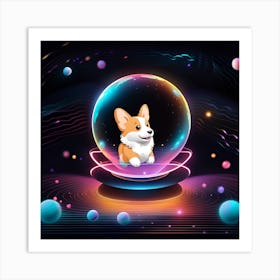 Corgi In Space Art Print