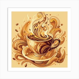 Coffee Cup Ink Painting Art Print