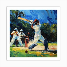 Cricket Players In Action 1 Art Print