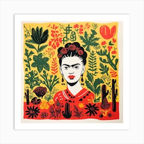 Frida Kahlo Lino Print Art Print