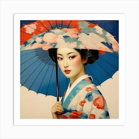 Japanese woman with an umbrella 2 Art Print