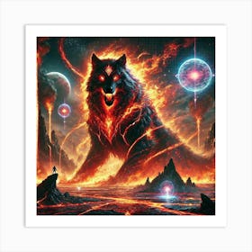 Yang Fire Wolf Elemental Guardian Art Print