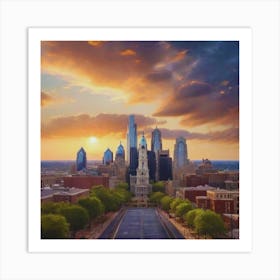 Sunset In Philadelphia Art Print