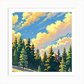 Leonardo Anime Xl A Vibrant Daytime Landscape Featuring A Gold 1 (1) Art Print