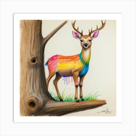 Rainbow Deer 3 Art Print