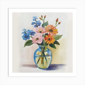 Bouquet of flowers inside a vase. Abstract artistic drawing 10 Art Print