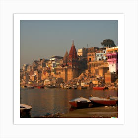 Sunrise In Varanasi, India Art Print