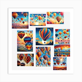 Hot Air Balloons, collage, hot air balloons collection, hot air balloon festival Art Print