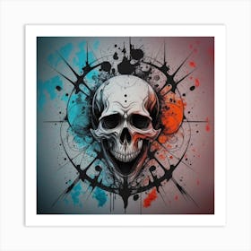 Skull With Splatters 1 Art Print