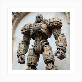 Giant Robot Made Of Bricks Art Print