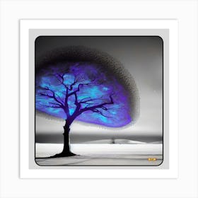 Tree on grey Art Print