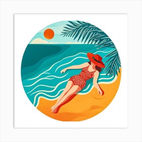 Woman Enjoying The Sun At The Beach 10 Art Print