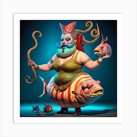 Circus Freak Show Fish (Series) Bearded Woman Art Print