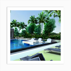 Swimming Pool And Lounge Chairs Art Print