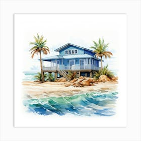 Watercolor Beach House 2 Art Print