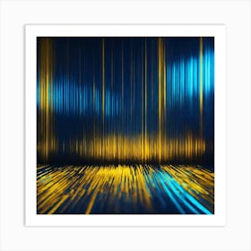 Abstract Blue And Yellow Lines Art Print
