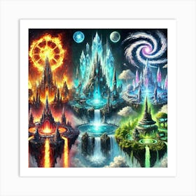 Elemental Citadels Scifi Art Print