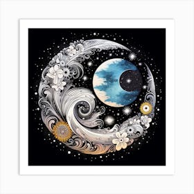 Moon And Stars 8 Art Print