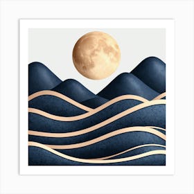 Moon And Waves 57 Art Print