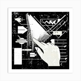 Abstract Illustration Of A Hand Selecting An Arrow From A Collection Turning And Guiding It Towards (7) Art Print