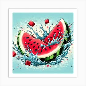 Flying watermelon slice, Pop art 3 Art Print