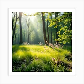 Sunrise In The Forest Art Print