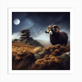 Ram At Night 1 Art Print