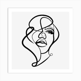 Girl Face Minimal Line Art Art Print