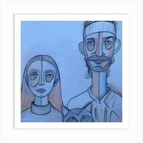 Couple And A Cat Art Print