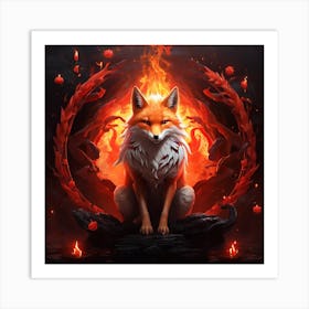 Fox In Fire Art Print