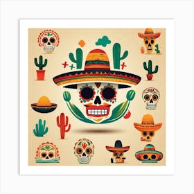 Day Of The Dead Skulls 12 Art Print