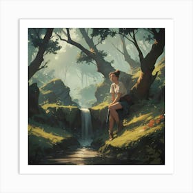 Girl In The Forest 2 Art Print