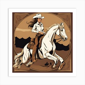 Cowgirl Riding Horse 9 Art Print