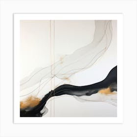 Black Gold Splash Waves 1 Art Print