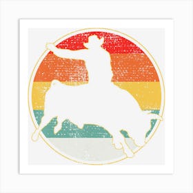 Bull Riding Cowboy Western Gift Vintage Art Print