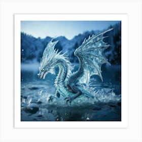 Firefly Dragon, Ice, Translucent, Wings, Snowflake, Patterns, Breathing, Icy, Winds, Frozen, Lake, M (8) Art Print