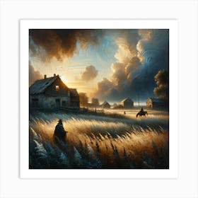 Sunset In The Field Art Print