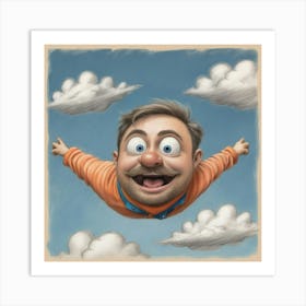 Cartoon Man Flying Art Print