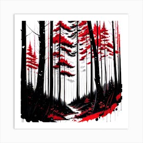 Red Forest Art Print