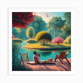 Date time of couple into the Garden Art Print