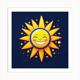 Lovely smiling sun on a blue gradient background 122 Art Print