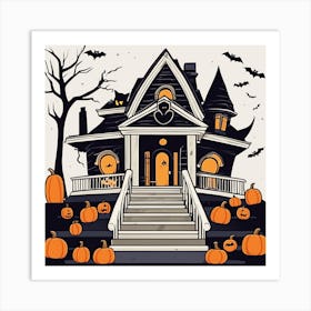 Halloween House With Pumpkins 15 Art Print