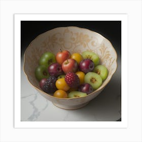 Fruit In A Patterned Bowl Art Print