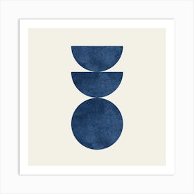 The Balance - Scandinavian Half-moon Circle Abstract Minimalist - Dark Blue Navy 2 Art Print