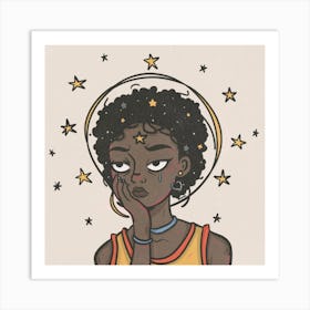 Black Girl With Stars Art Print