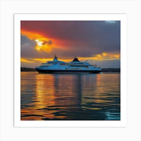 Sunset Cruise Ship 21 Art Print